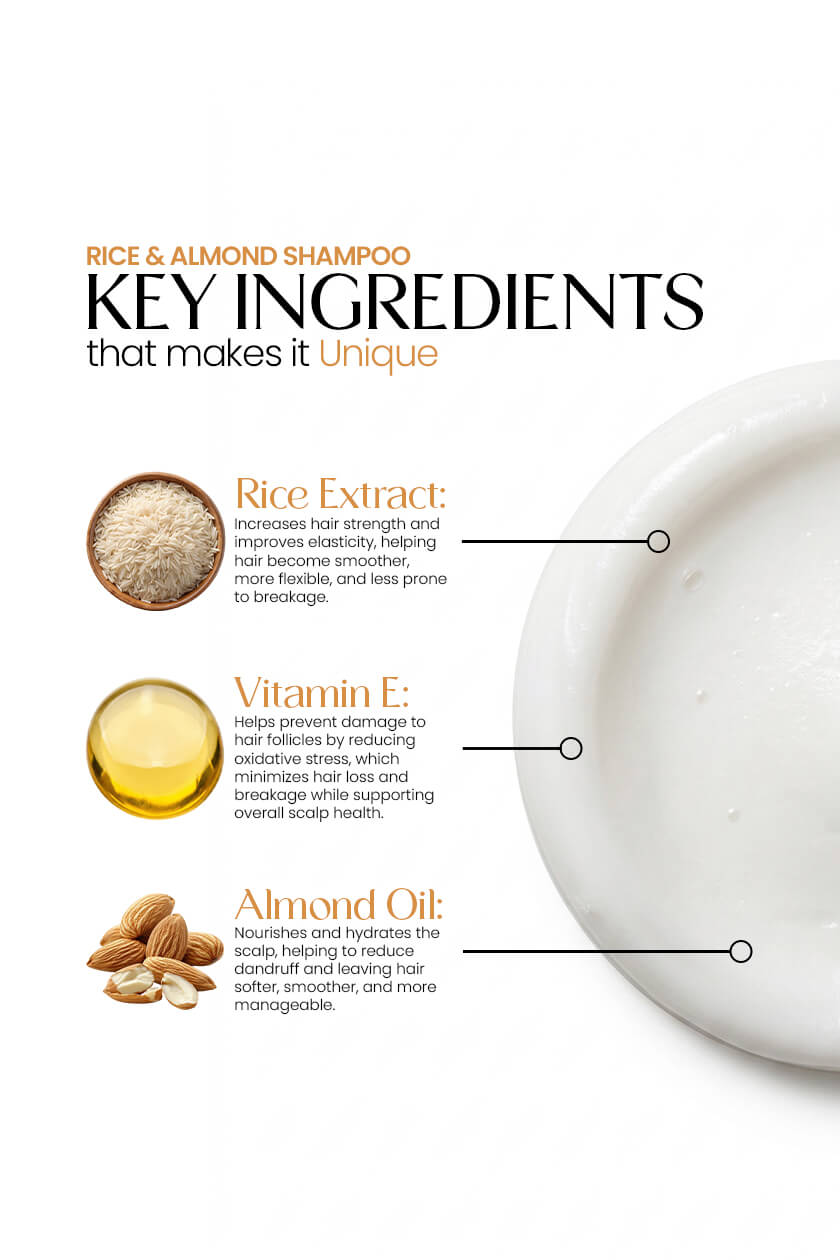 Rice & Almond Shampoo for Strong Healthy Hair